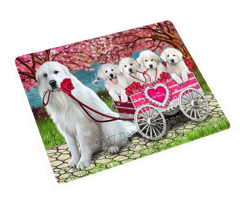 I Love Great Pyrenees Dogs in a Cart Tempered Cutting Board C8435