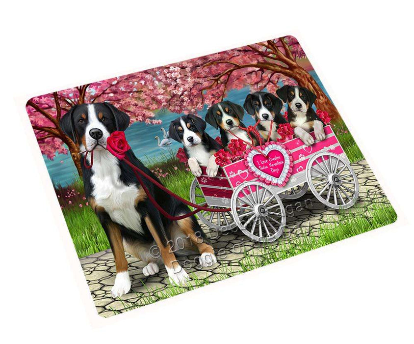 I Love Greater Swiss Mountain Dog in a Cart Art Portrait Large Refrigerator / Dishwasher Magnet RMAG77256