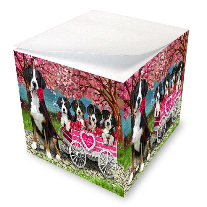 I Love Greater Swiss Mountain Dog in a Cart Art Portrait Note Cube NOC52728