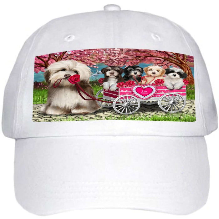 I Love Havanese Dogs in a Cart Ball Hat Cap HAT48156