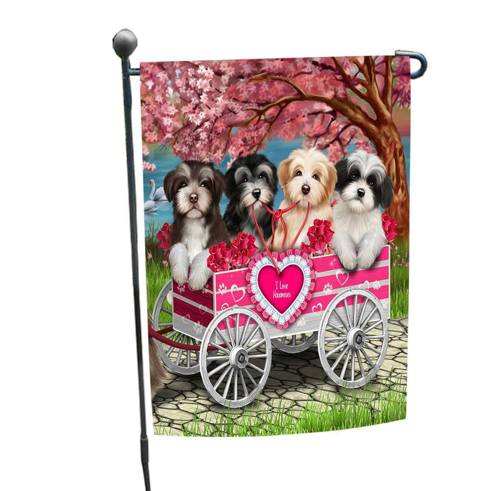 I Love Havanese Dogs in a Cart Garden Flag GFLG48099