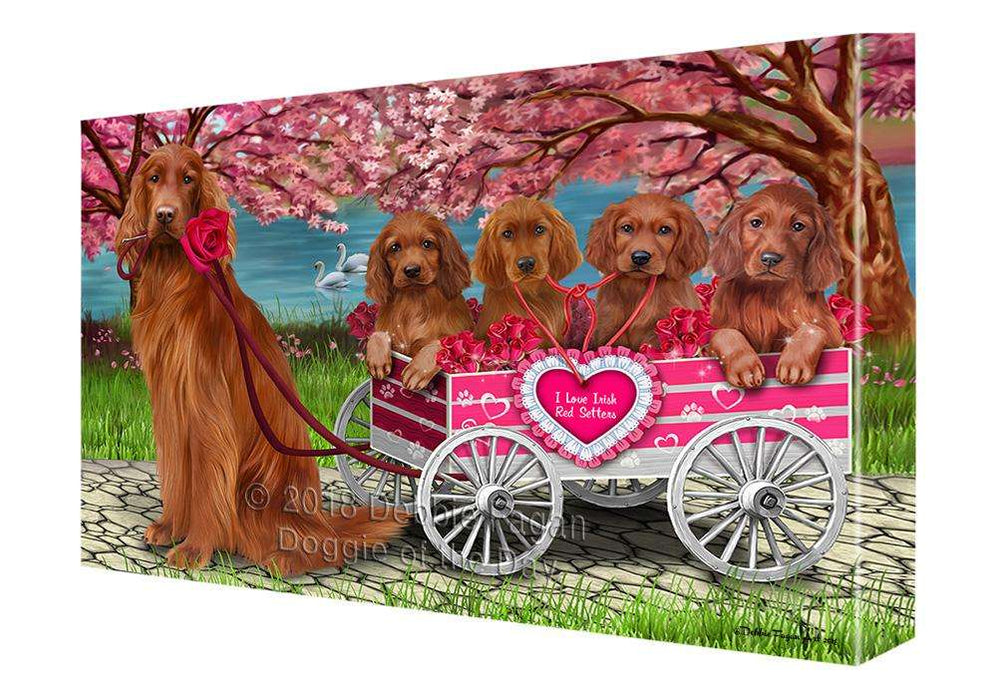 I Love Irish Setter Dog in a Cart Art Portrait Canvas Print Wall Art Décor CVS92411