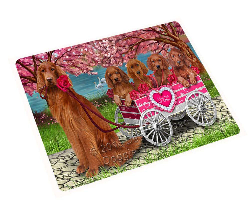 I Love Irish Setter Dog in a Cart Art Portrait Cutting Board C62631