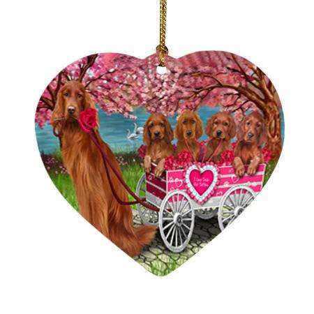 I Love Irish Setter Dog in a Cart Art Portrait Heart Christmas Ornament HPOR52729