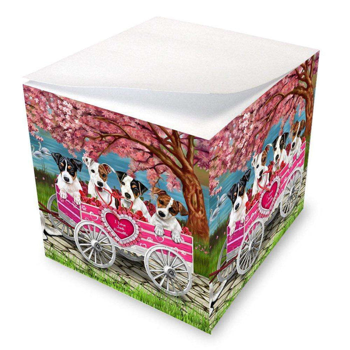 I Love Jack Russell Dogs in a Cart Note Cube