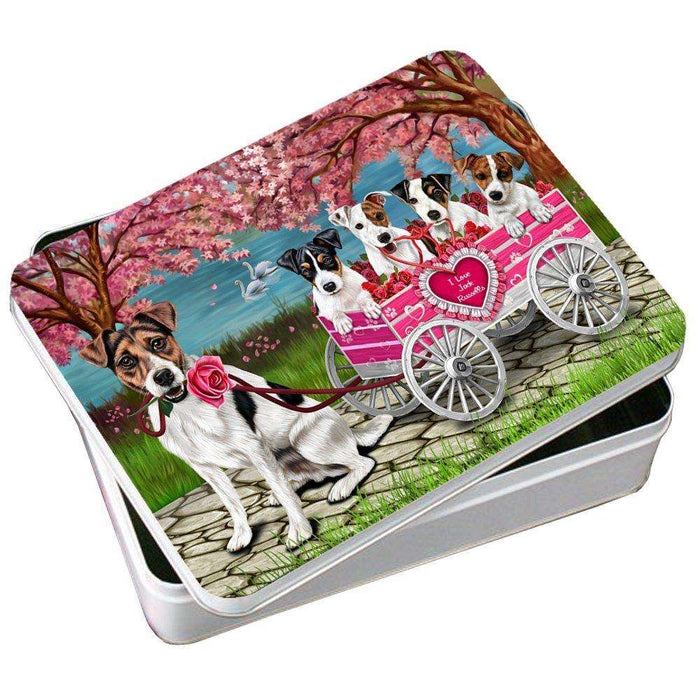 I Love Jack Russell Dogs in a Cart Photo Storage Tin