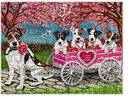 I Love Jack Russell Dogs in a Cart Puzzle with Photo Tin