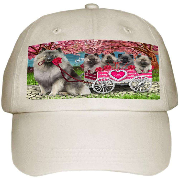 I Love Keeshond Dog in a Cart Art Portrait Ball Hat Cap HAT61923