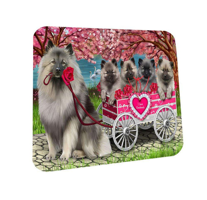 I Love Keeshond Dog in a Cart Art Portrait Coasters Set of 4 CST52689