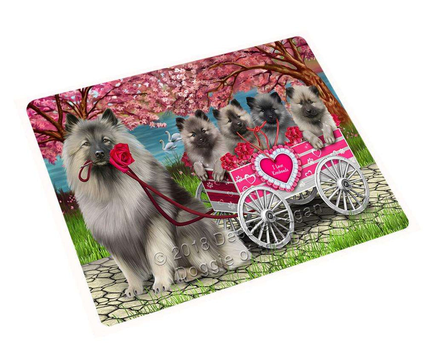 I Love Keeshond Dog in a Cart Art Portrait Cutting Board C62634