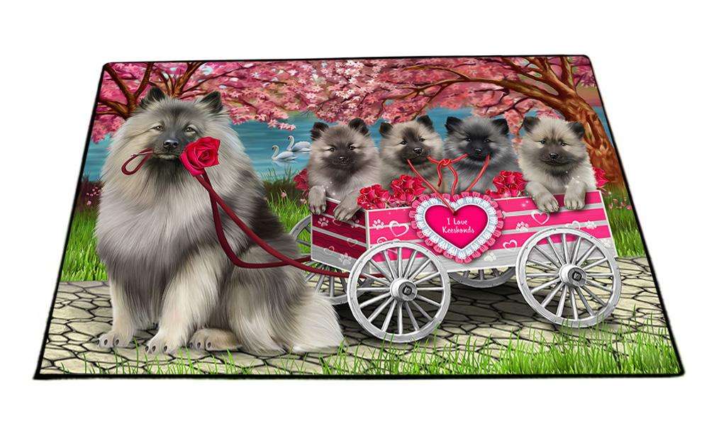 I Love Keeshond Dog in a Cart Art Portrait Floormat FLMS51987