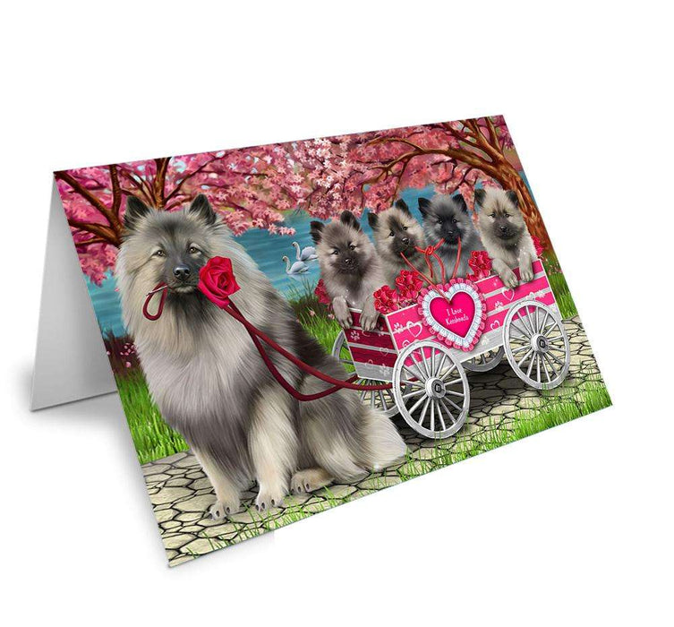 I Love Keeshond Dog in a Cart Art Portrait Handmade Artwork Assorted Pets Greeting Cards and Note Cards with Envelopes for All Occasions and Holiday Seasons GCD62219