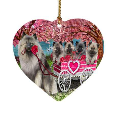 I Love Keeshond Dog in a Cart Art Portrait Heart Christmas Ornament HPOR52730