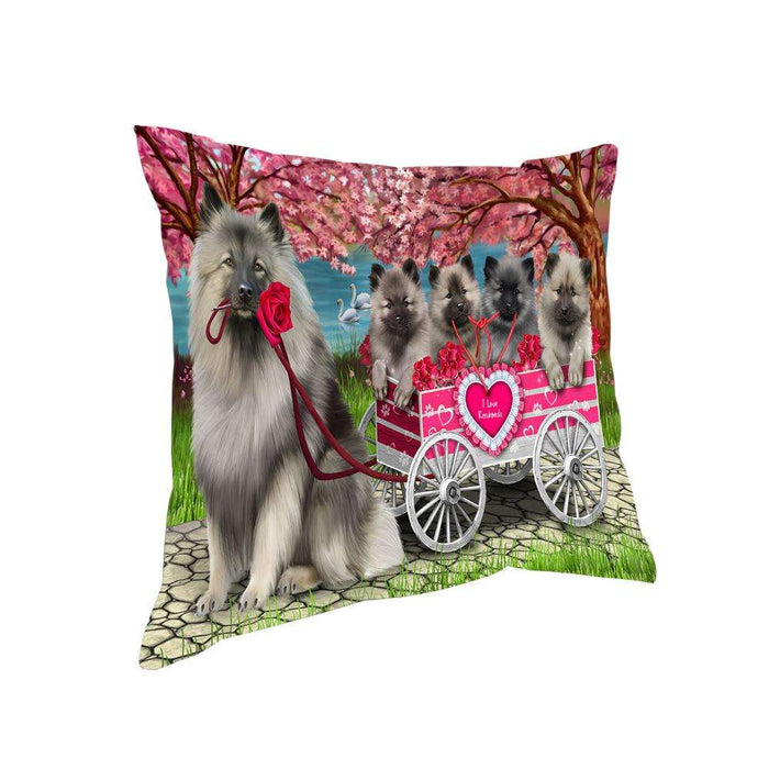 I Love Keeshond Dog in a Cart Art Portrait Pillow PIL67544