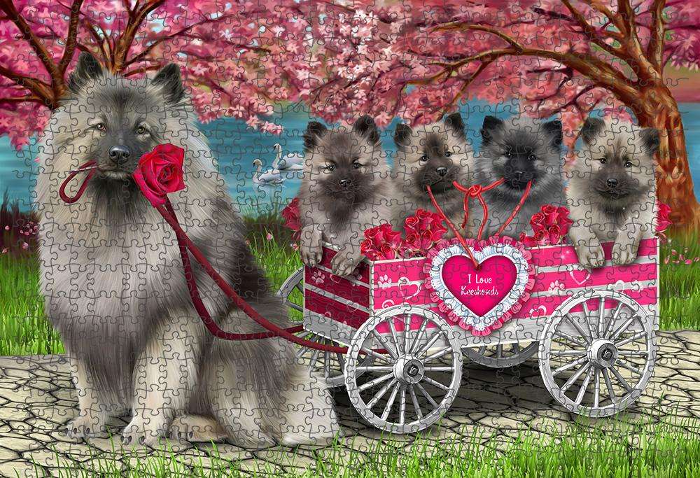 I Love Keeshond Dog in a Cart Art Portrait Puzzle with Photo Tin PUZL62494