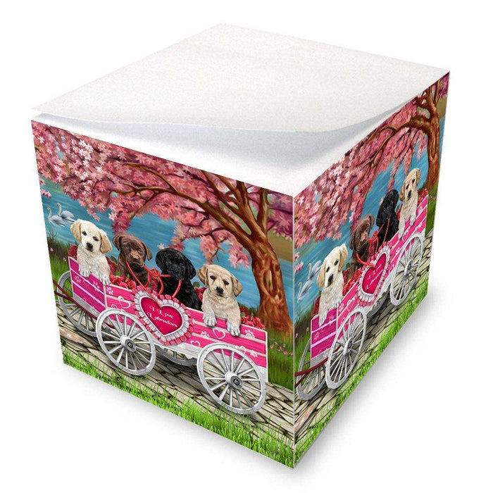 I Love Labrador Dogs in a Cart Note Cube