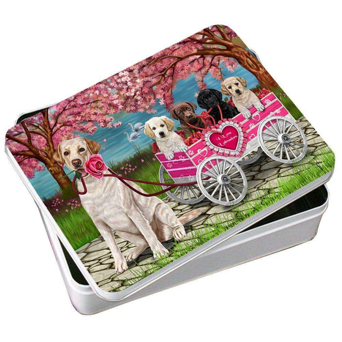 I Love Labrador Dogs in a Cart Photo Storage Tin