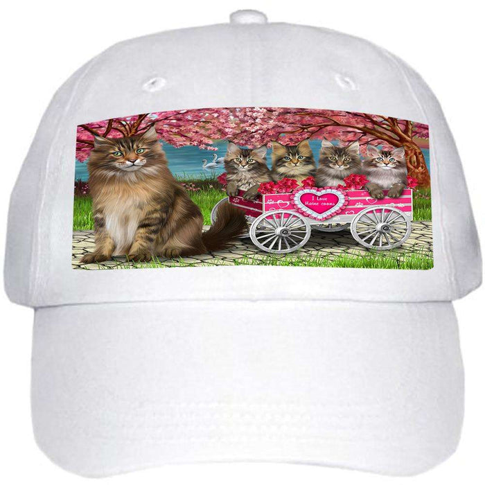 I Love Maine Coons Cat Cat in a Cart Ball Hat Cap HAT58842