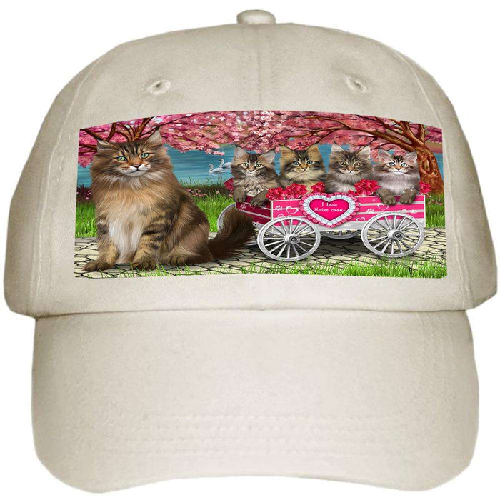 I Love Maine Coons Cat Cat in a Cart Ball Hat Cap HAT58842