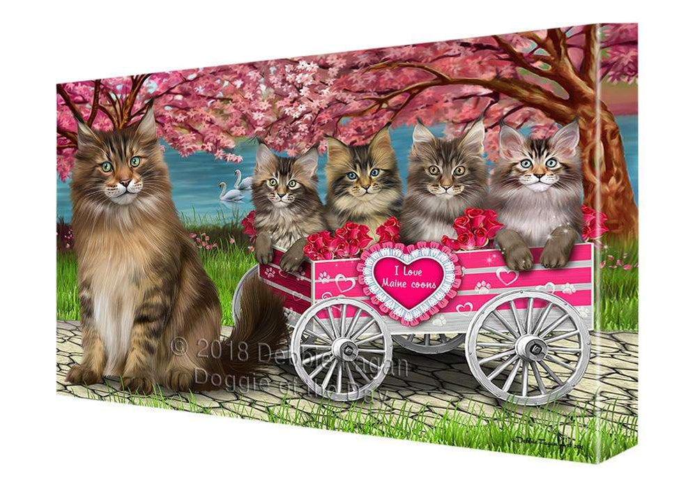 I Love Maine Coons Cat Cat in a Cart Canvas Print Wall Art Décor CVS82592