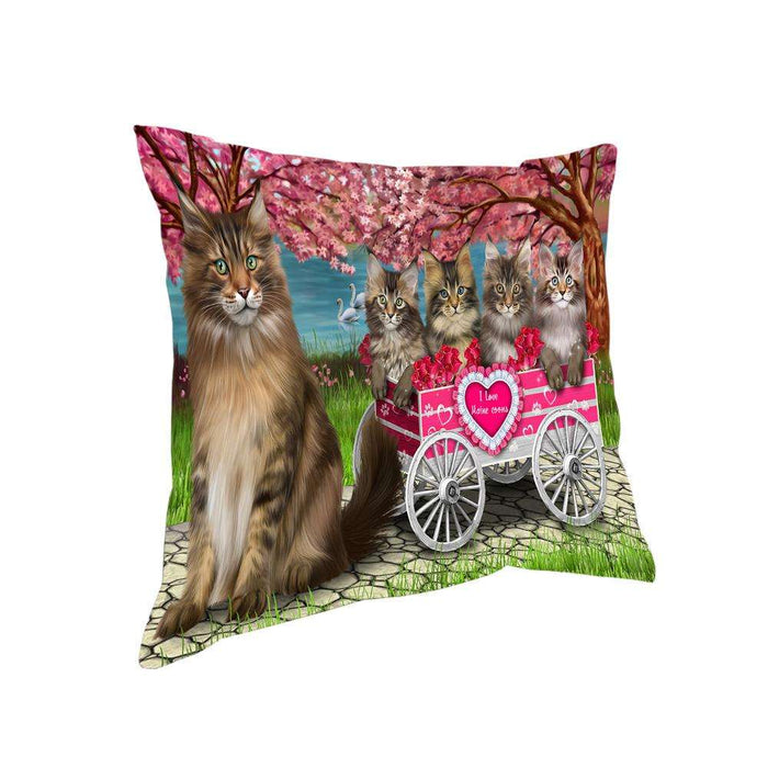 I Love Maine Coons Cat Cat in a Cart Pillow PIL63176