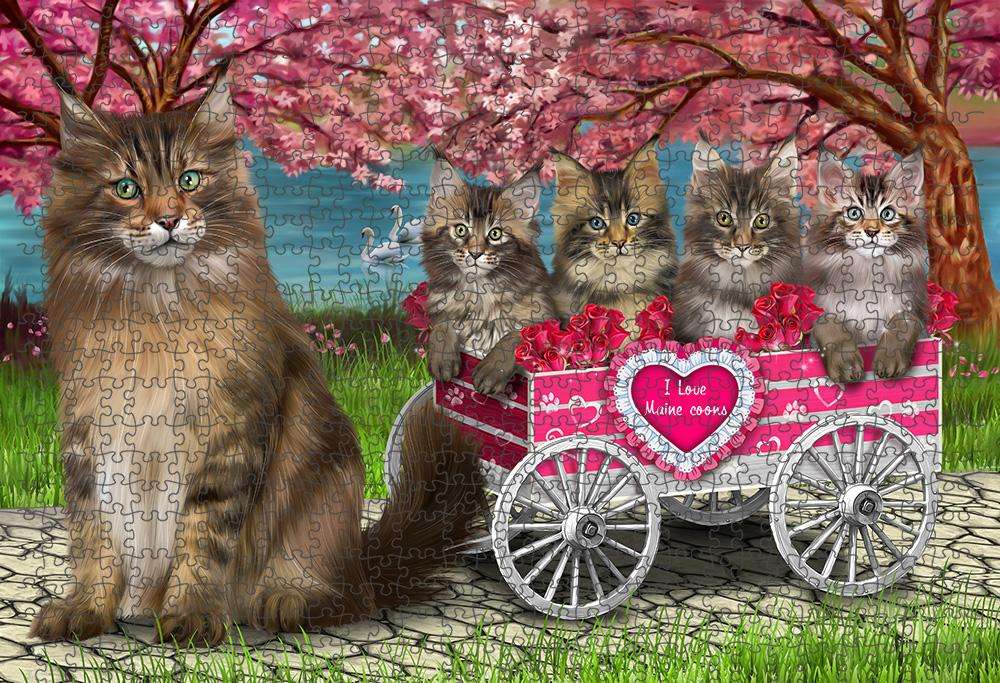 I Love Maine Coons Cat Cat in a Cart Puzzle with Photo Tin PUZL59196