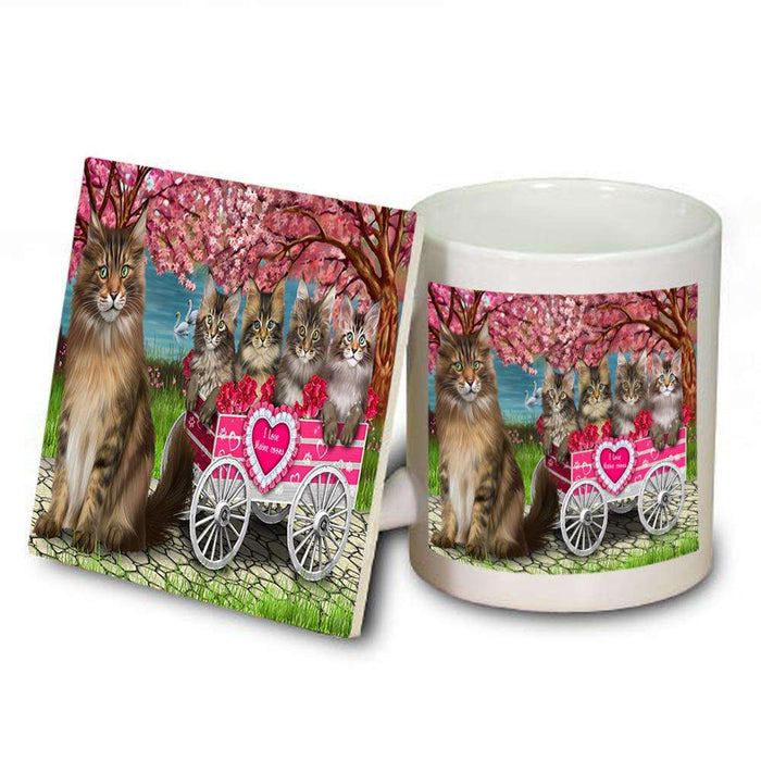 I Love Maine Coons Cat in a Cart Mug and Coaster Set MUC51695
