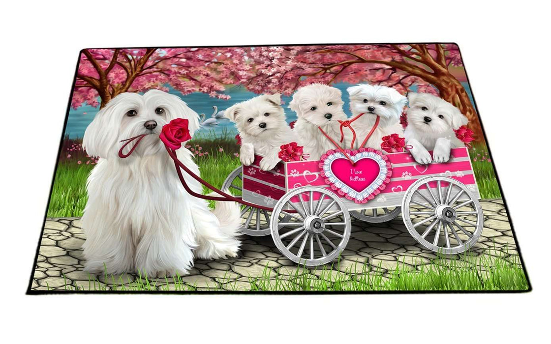 I Love Maltese Dogs in a Cart Indoor/Outdoor Floormat