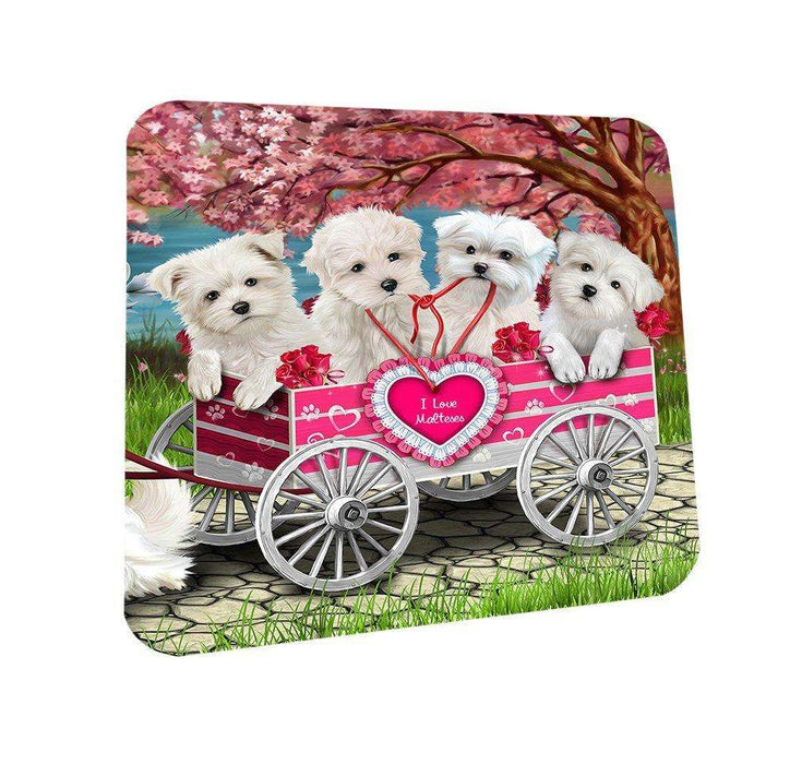 I Love Malteses Dog in a Cart Coasters Set of 4 CST48539