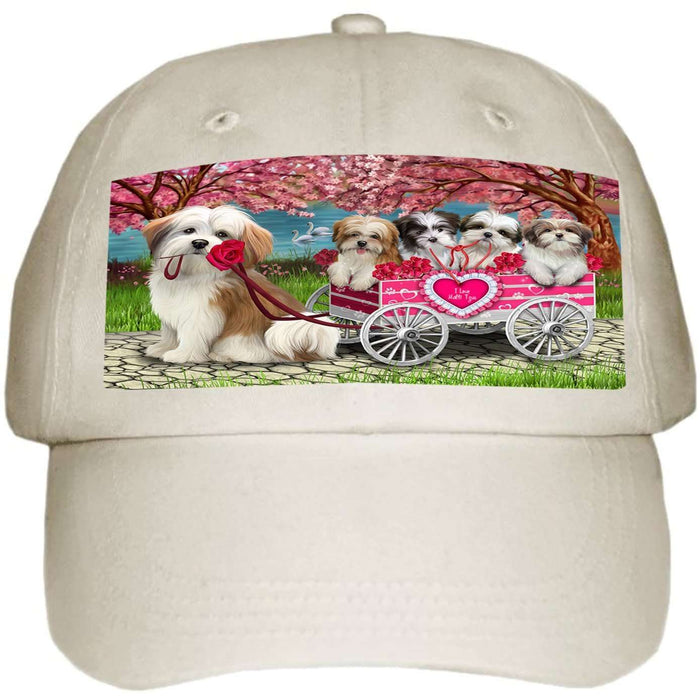 I Love Malti Tzus Dog in a Cart Ball Hat Cap HAT48159