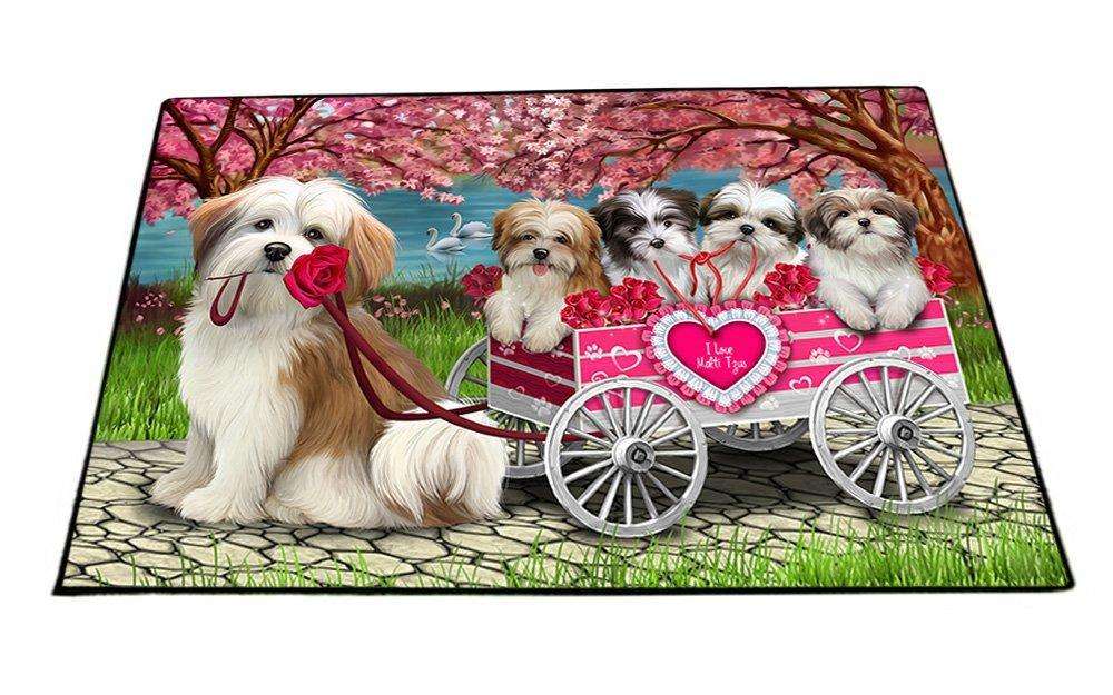 I Love Malti Tzus Dog in a Cart Floormat FLMS48201