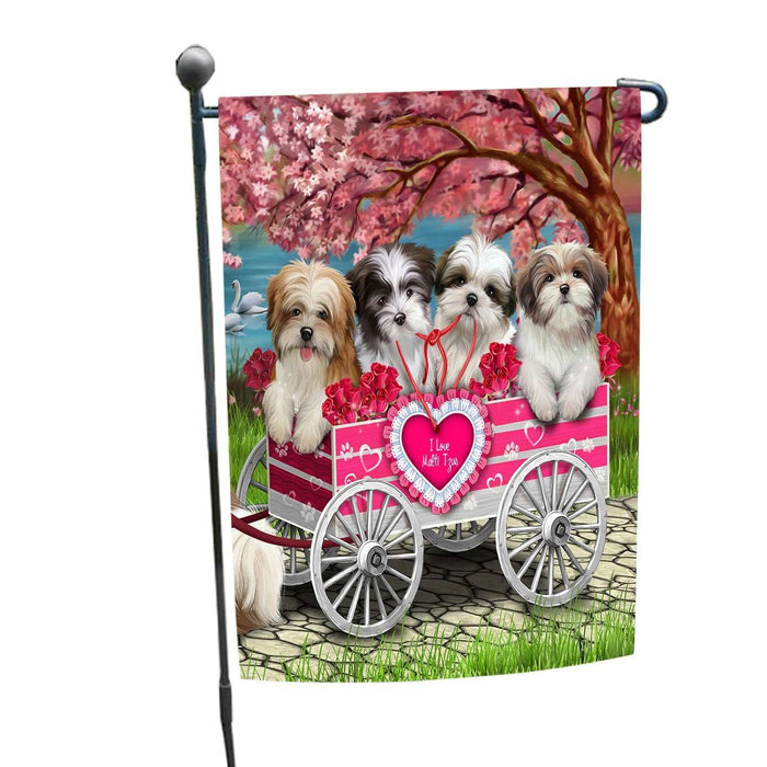 I Love Malti Tzus Dog in a Cart Garden Flag GFLG48100