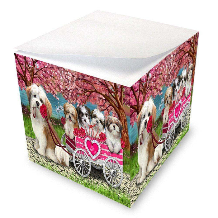 I Love Malti Tzus Dog in a Cart Note Cube NOC48142