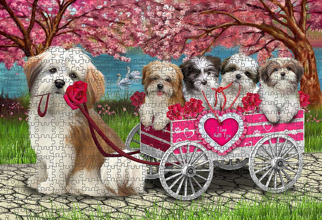I Love Malti Tzus Dog in a Cart Puzzle with Photo Tin PUZL48279