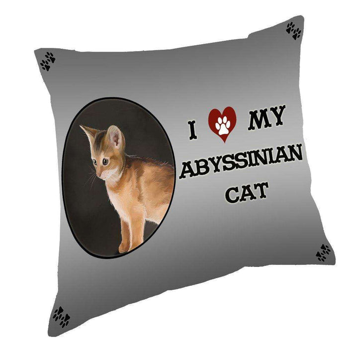 I Love My Abyssinian Kitten Cat Throw Pillow