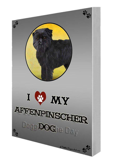 I Love My Affenpinscher Dog Painting Printed on Canvas Wall Art