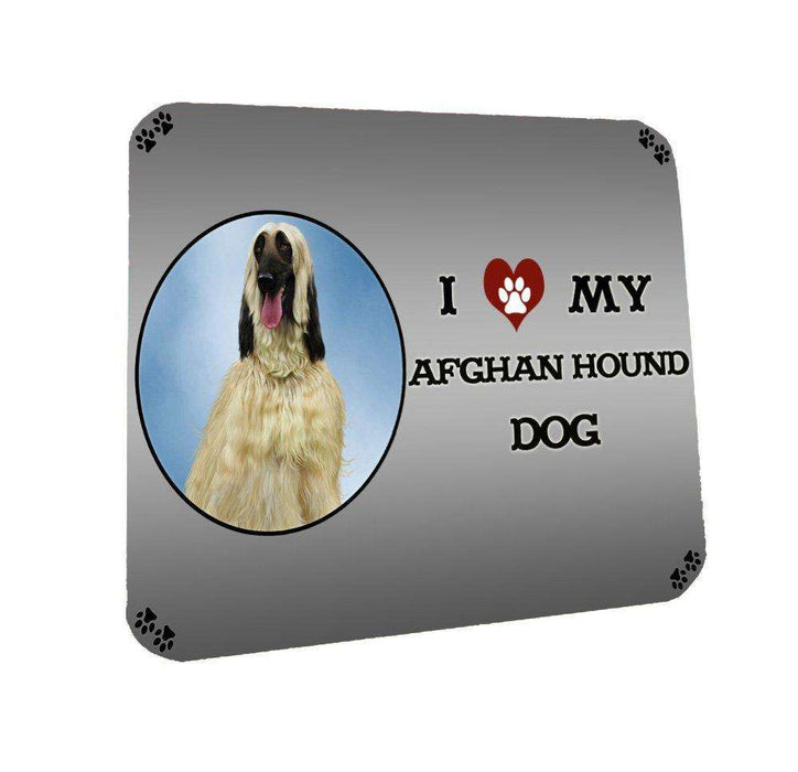 I Love My Afghan Hound Dog Coasters Set of 4