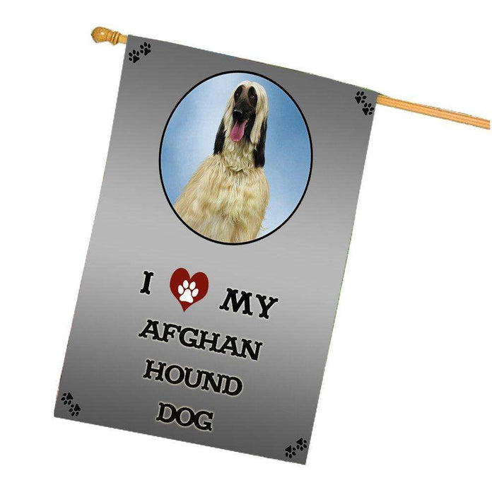 I Love My Afghan Hound Dog House Flag