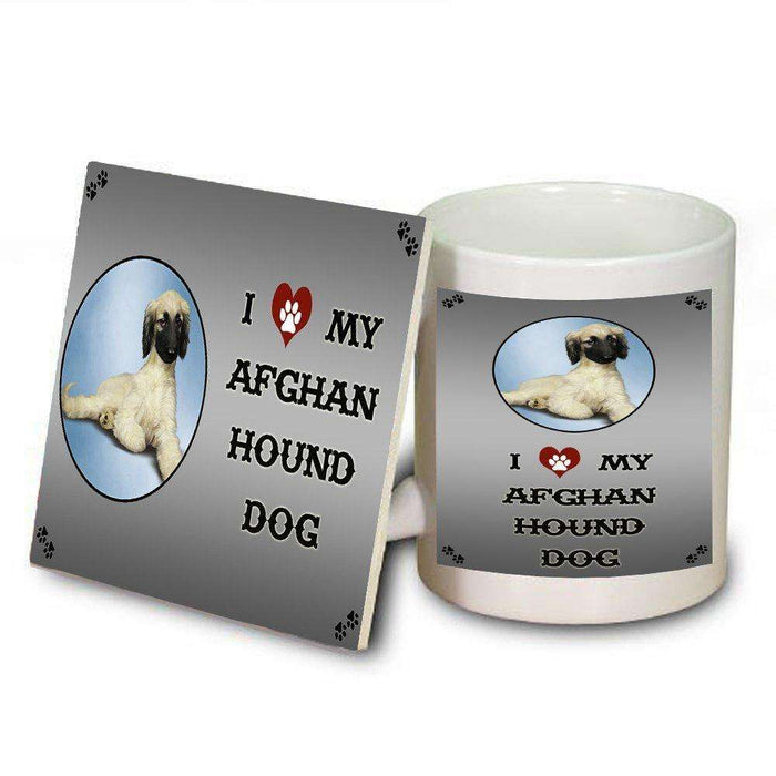 I Love My Afghan Hound Dog Mug and Coaster Set