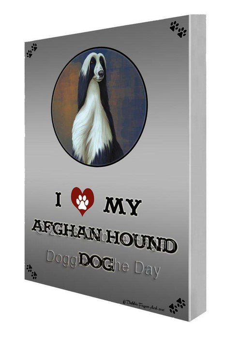 I Love My Afghan Hound Dog Painting Printed on Canvas Wall Art