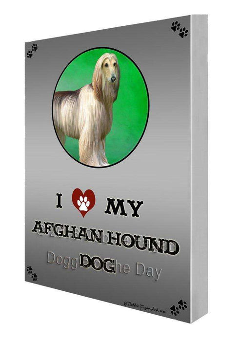 I Love My Afghan Hound Dog Painting Printed on Canvas Wall Art