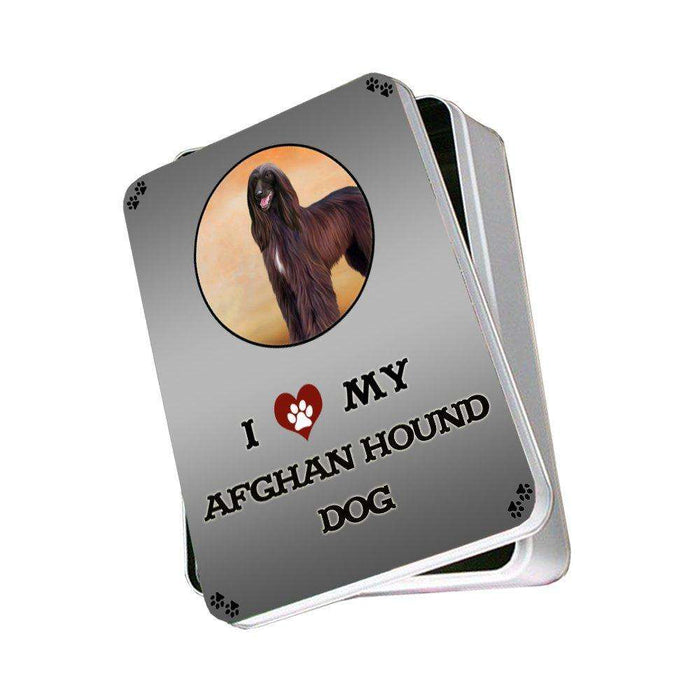 I Love My Afghan Hound Dog Photo Storage Tin