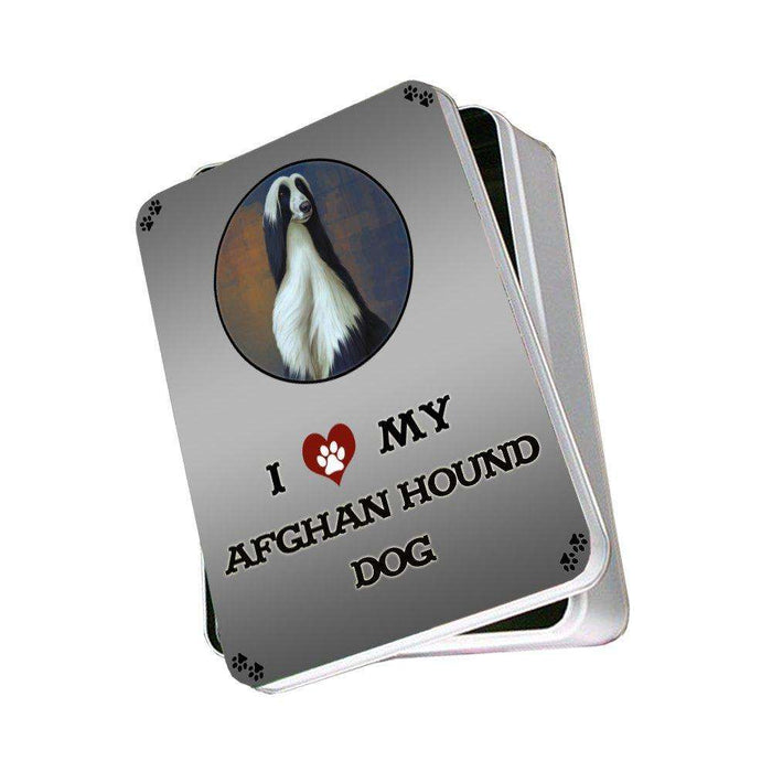 I Love My Afghan Hound Dog Photo Storage Tin