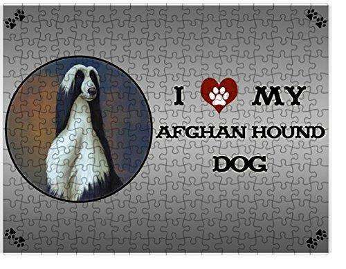 I Love My Afghan Hound Dog Puzzle with Photo Tin