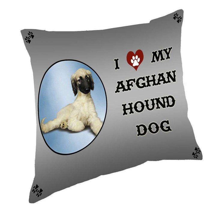 I Love My Afghan Hound Dog Throw Pillow