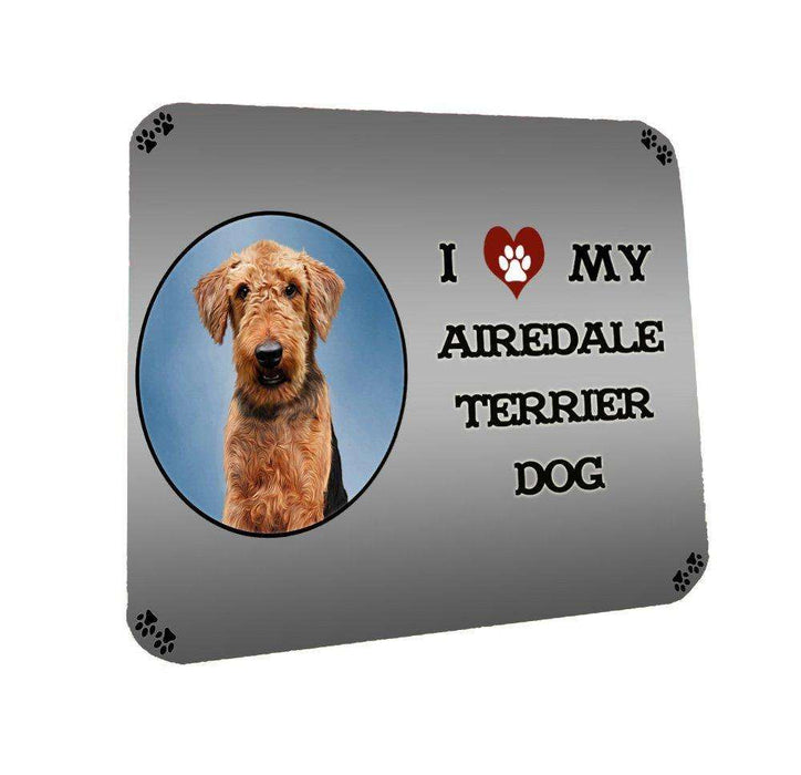 I Love My Airedale Terrier Dog Coasters Set of 4