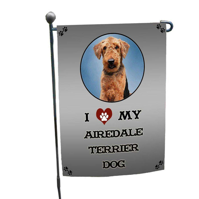 I Love My Airedale Terrier Dog Garden Flag