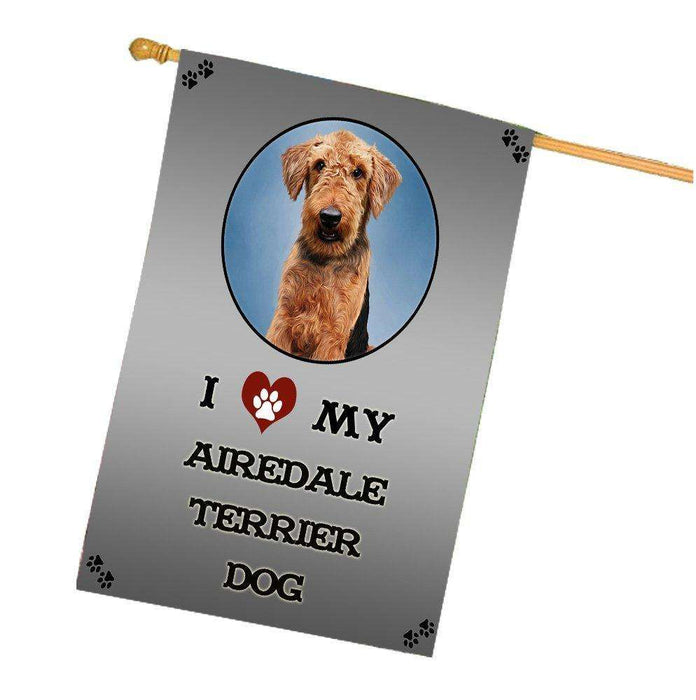 I Love My Airedale Terrier Dog House Flag