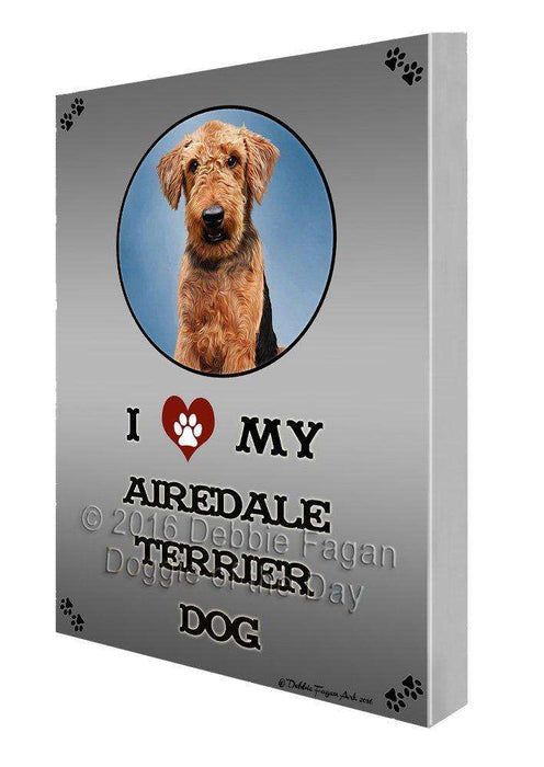 I Love My Airedale Terrier Dog Painting Printed on Canvas Wall Art