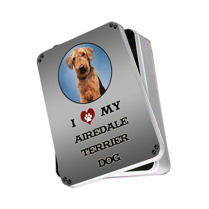 I Love My Airedale Terrier Dog Photo Storage Tin